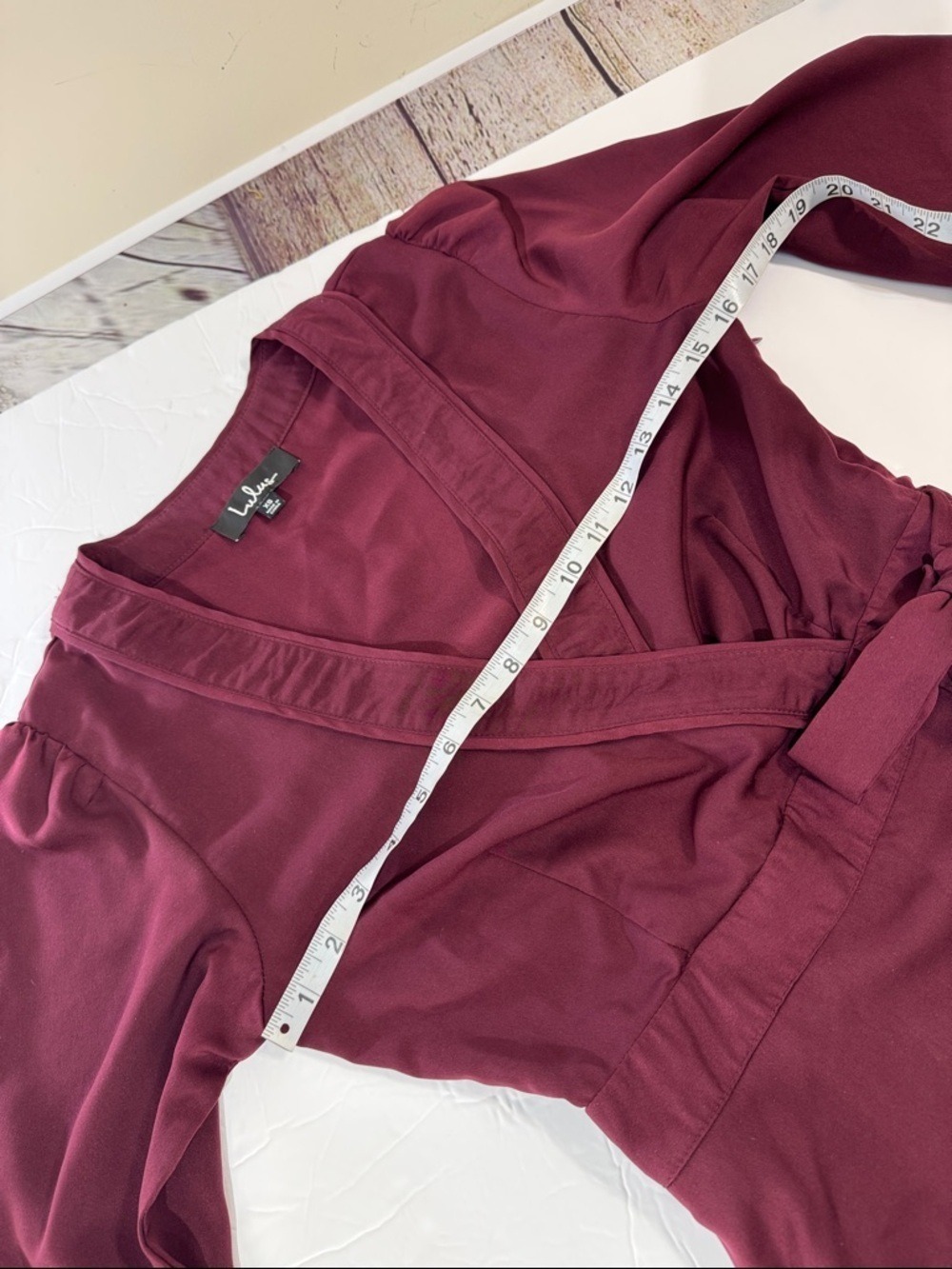 Lulu's Burgundy Red Faux Wrap Long Sleeve Dress XS - Picture 4 of 7